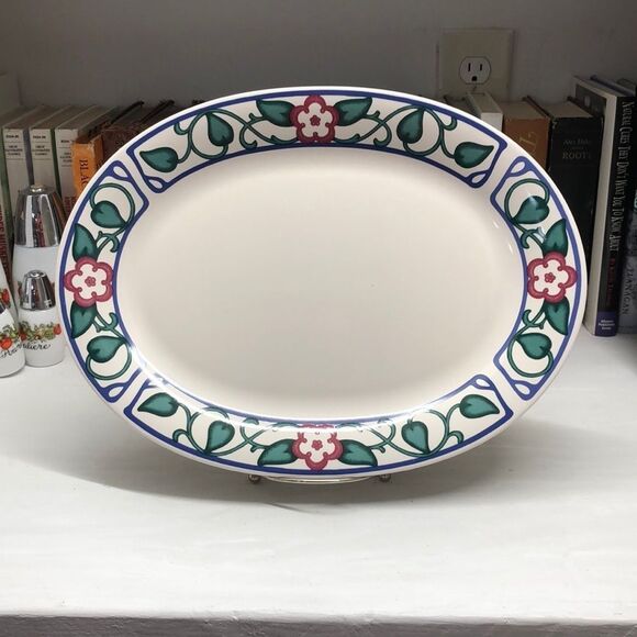 0458 Pfaltzgraff Arbor Vine 14" Oval Serving Platter - Picture 1 of 5